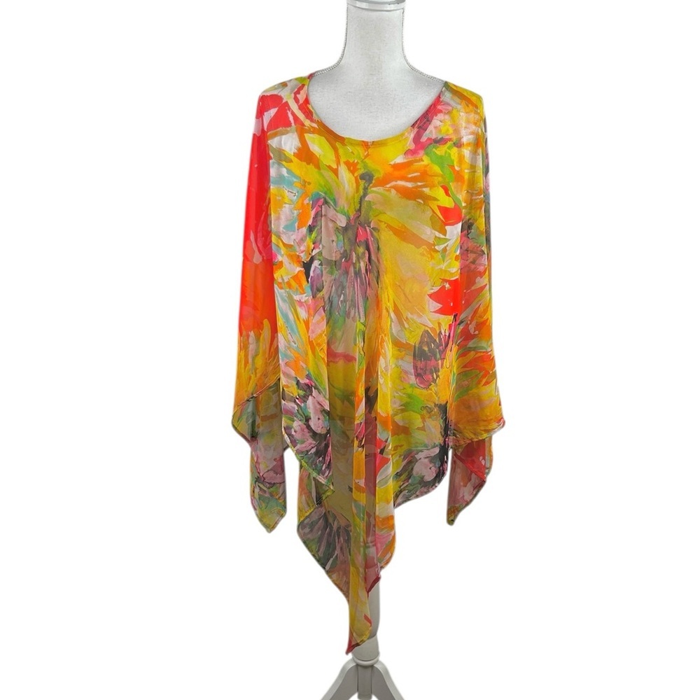 Eyeful Sheer Floral Casual Summer Spring Vacation Open Cardigan Top One Size‎